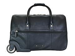 Charles Cabin Sized Leather Wheeled Luggage Black