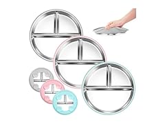 Bella's Friends Kids Plates Grey Green Pink