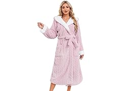 LYCY Womens Plush Hooded Robe