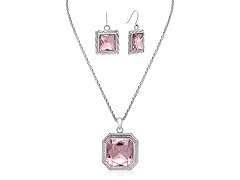 Elegant 20 CTW Crystal Pink Topaz Necklace w/ Earrings