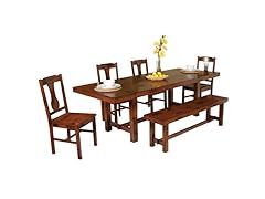 6-Piece Dark Oak Wood Dining Set