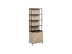 Linon Verner Blonde Wooden Herringbone Bookcase with Dark Top