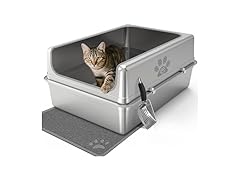 PWTAA Enclosed Stainless Steel Cat Litter Box