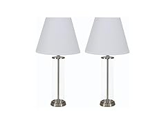 Sunnydaze Cylinder Glass Table Lamp Set of 2 with Shade