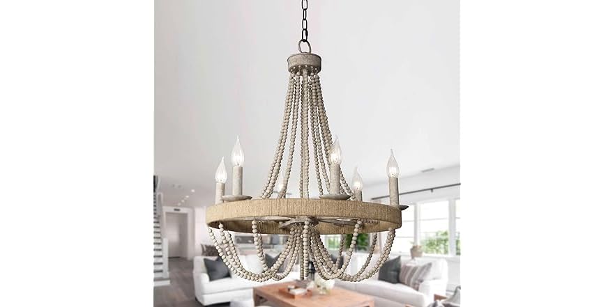 Parrot Uncle 8803-6-PU Boho Wagon Wheel Chandelier
