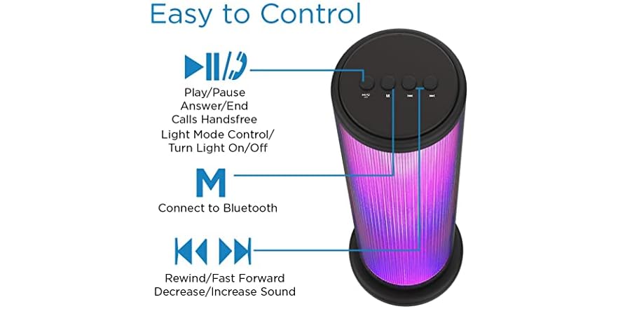 Portable LED Bluetooth Speaker w/ Lights