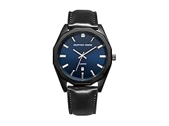 Geoffrey Beene Men Gunmetal Leather Watch