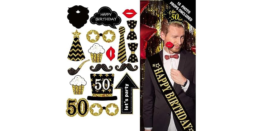 50th Birthday Decorations 76 Pack, Black