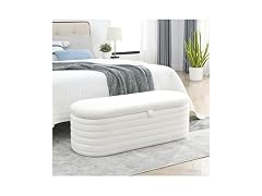 45.5" Upholstered Storage Bench, White