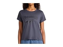 Reebok Womens Lockup Striped Cropped Tee