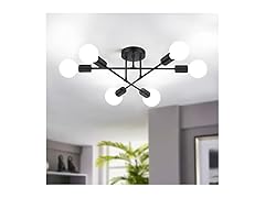 Modern Sputnik Chandelier 6-Light Fixture 22", Black