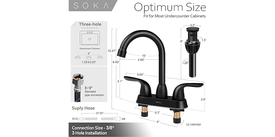 SOKA Duschkopf – 6 Sprühmodi, Verstellbarer Halter, 1,8 M Schlauch – Mattschwarz, ABS & Edelstahl