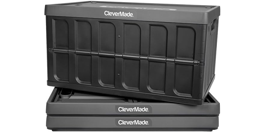 CleverMade 46L Collapsible Bins, 3-Pack with Lids