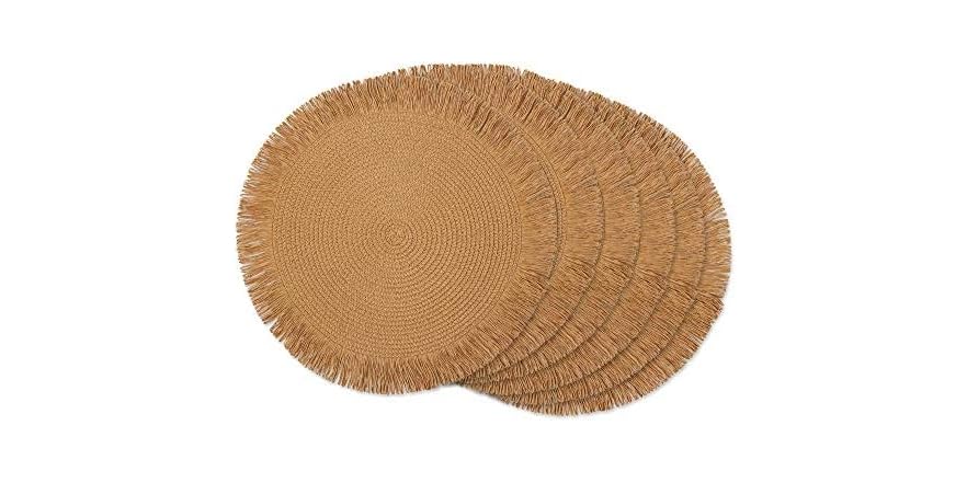 DII Woven Paper Tabletop Collection Holiday or Event Décor, Round Placemat Set, 15 Dia, Silver, 6, Piece