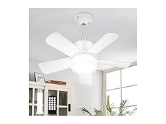 MATULSA Socket Fan Light with Remote, 16.5", White