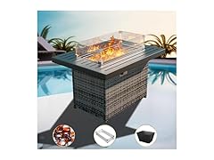 Yoyomax Hand Weave Rattan Propane Fire Pit Table
