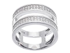 18K White Gold Simulated Diamond Double Ring