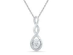 Sterling Silver Dia Accent & White Sapphire Double Twist Infinity Necklace