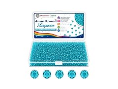 Mandala Crafts Turquoise 3mm Round Glass Crystal Beads