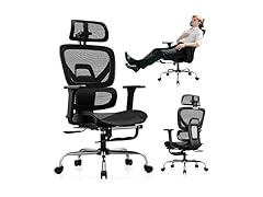 Synorla Ergonomic Office Chair with Footrest, Mesh Desk Chair with 135° Recline, Adjustable Lumbar Support, 3D Armrests and Headrest, Swivel Computer Chair for Home Office (Open Box)