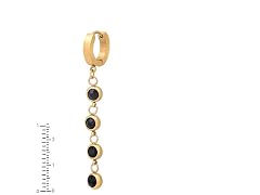 18K Gold Black Stone Drop Huggies