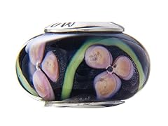 Pink Flower Design Murano Glass Bead