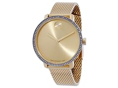 Movado Bold Crystal Gold Dial Ladies Watch