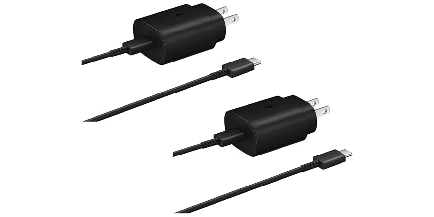 (2 PACK) Samsung 25W USB-C Fast Charger + Cable