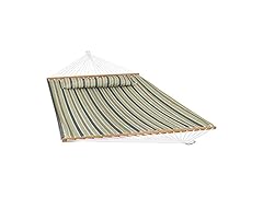 Sunnydaze Khaki Stripe Quilted Hammock with Pillow
