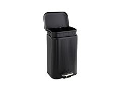 PrecisionAuto 12L Black Stainless Steel Trash Can with Lid