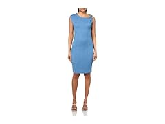 HALSTON H Womens Sleeveless Boat Neck Dress