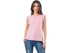 Lee Women's (2XL) Women's Ruffle Sleeve Crew Coral