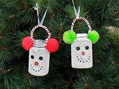 Mason Jar Snowmen Ornaments - Set of 2