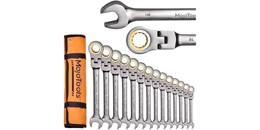 thumbnail image 2 of Rivet Gun VEVOR Flex-Head Ratcheting Wrench Set 8 PC Metric 8 Mm-17 Mm With Screwdriver Set 2 of 9