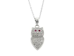 Sterling Silver Pave Beaked Owl Pendant
