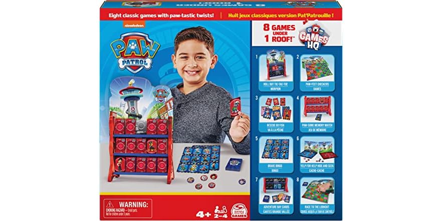 Spin Master Games – Paw Patrol Games HQ, Colección De 8 Juegos Clásicos Para 2 A 4 Jugadores, A Partir De 4 Años, Divertidos Y Educativos