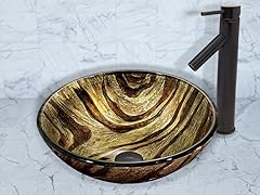 VIGO Zebra Glass Vessel Sink and Dior Faucet Set in Antique Rubbed Bronze Finish