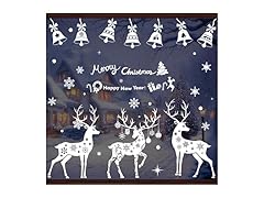 Mapleboom White Christmas Reindeer Window Stickers, 28 Sheets/4Sets