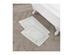 Laura Ashley Ruffle Border 100% Cotton Bath Rug Set