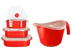 Batter Bowl, Lid & 6-Piece Set Red