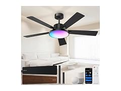 RGBCW Smart 52" 2600LM LED Ceiling Fan Light with Remote