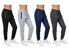3Pk Asst Womens Tech Jogger w-Zip Pockets