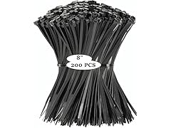 TAURISH Zip Ties 200pc 8" Black