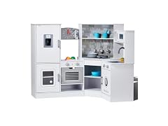 Corner Wooden Play Kitchen, Toy Set with Lights