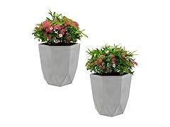 Sunnydaze Modern Faceted 14.75" Planter Set of 2