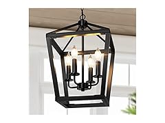 BrightHome Farmhouse Chandelier 4-Light, Black, 19.5"
