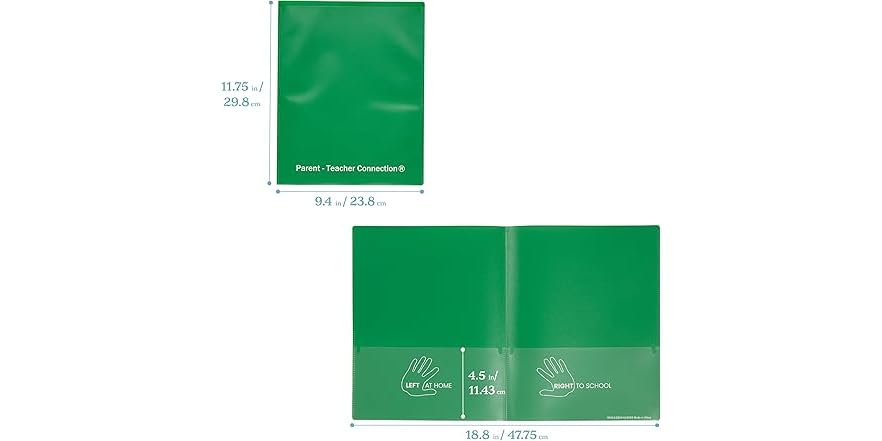 ECR4Kids 2-Pocket Parent-Teacher Classroom Communication Folder Green