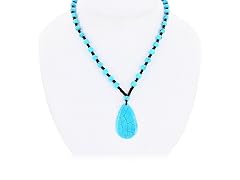 Created Turquoise Teardrop Necklace