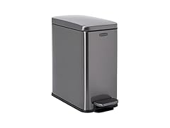 Rubbermaid SS Slim Step-On Trash Can, 2.6g