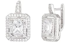 Swarovski Elements Sterling Silver Square Earring